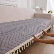 Zenith Luxury Chenille Sofa Mat - Grey Chenille Fabric 1 Pc