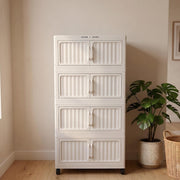 Folding Plastic Storage Cabinet with Wheels - White