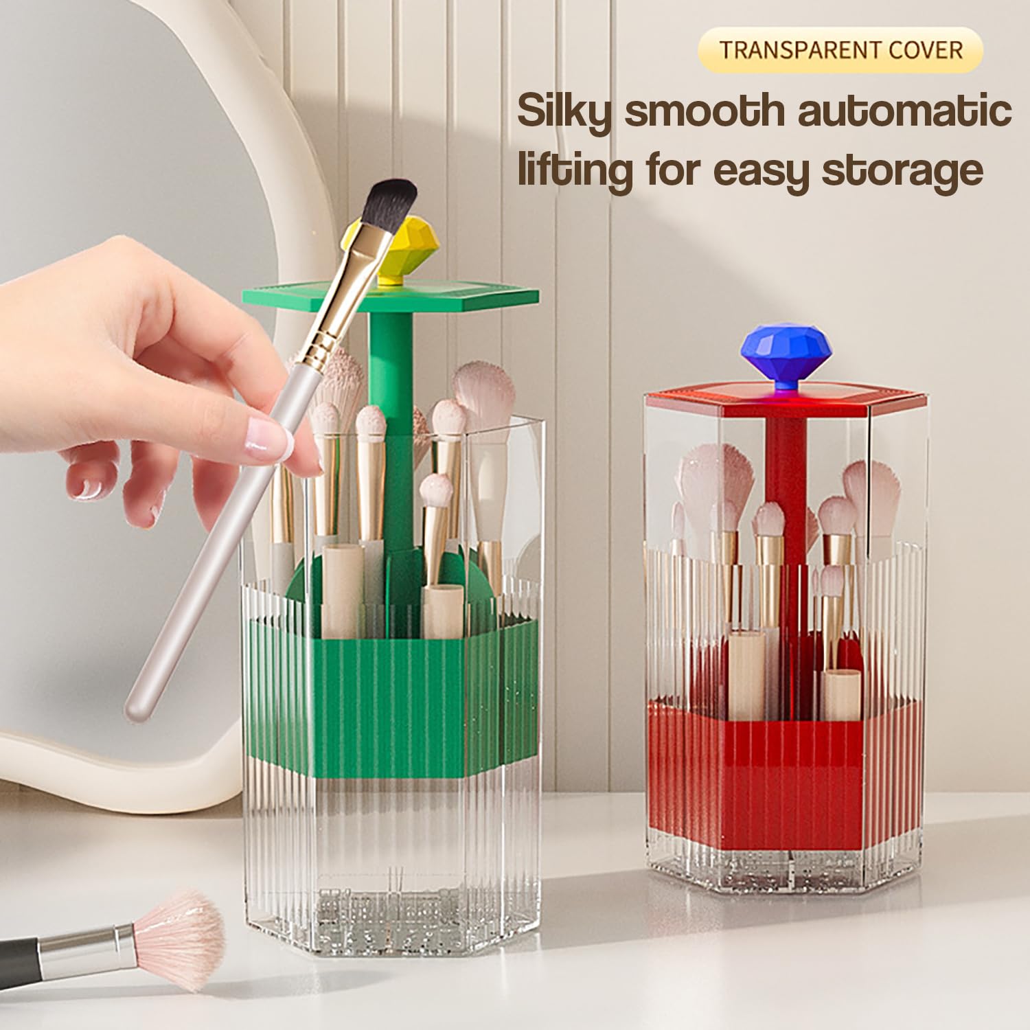 Dustproof Makeup Brush Organizer with Lid