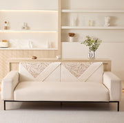 Sofa Cover Mat Leaf Pattern Chenille Fabric Seater Sofa (Beige)