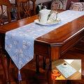 Table Runner, Linen Cotton Tassel Retro (1 Runner 30x140cm, 4 Placemat Blue Daisy)