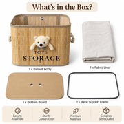 Bamboo Foldable Laundry Basket with Removable Lining - Teddy