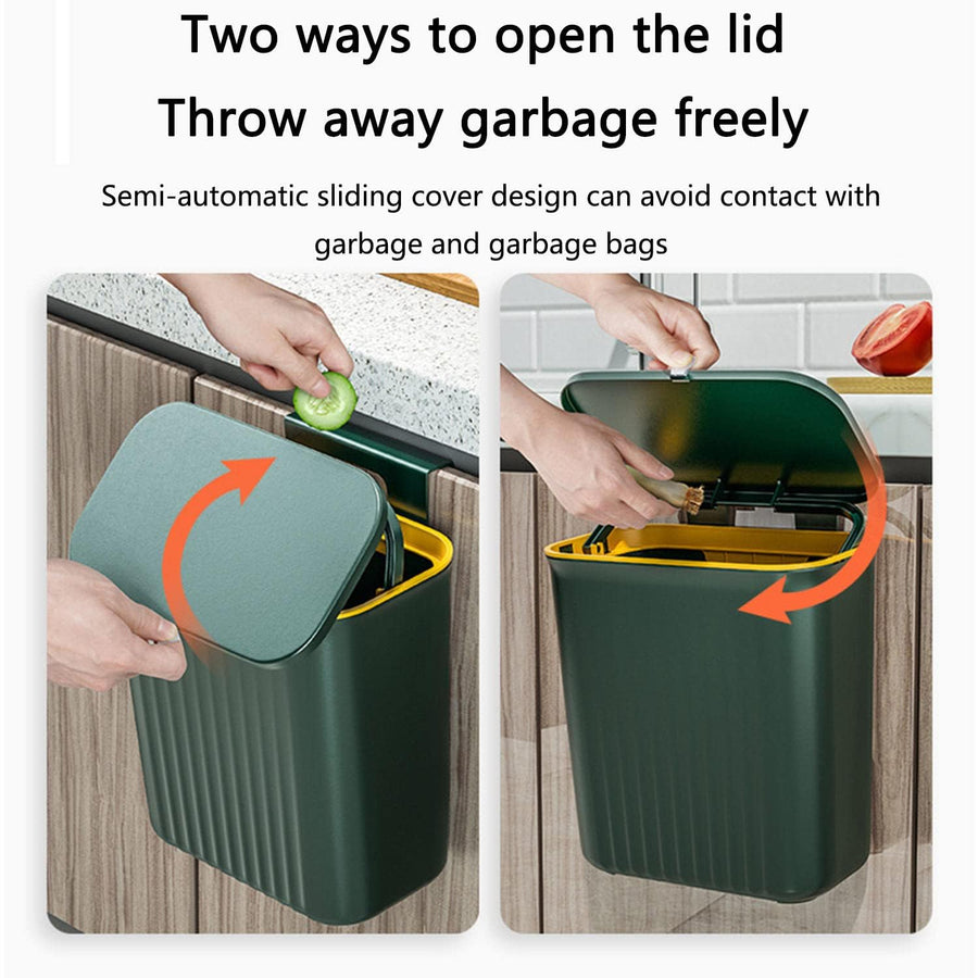 Plastic Hanging Kitchen Trash Can With Lid
