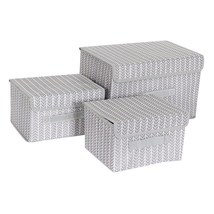 3 Pack Foldable Storage Bin with Lid and Handle