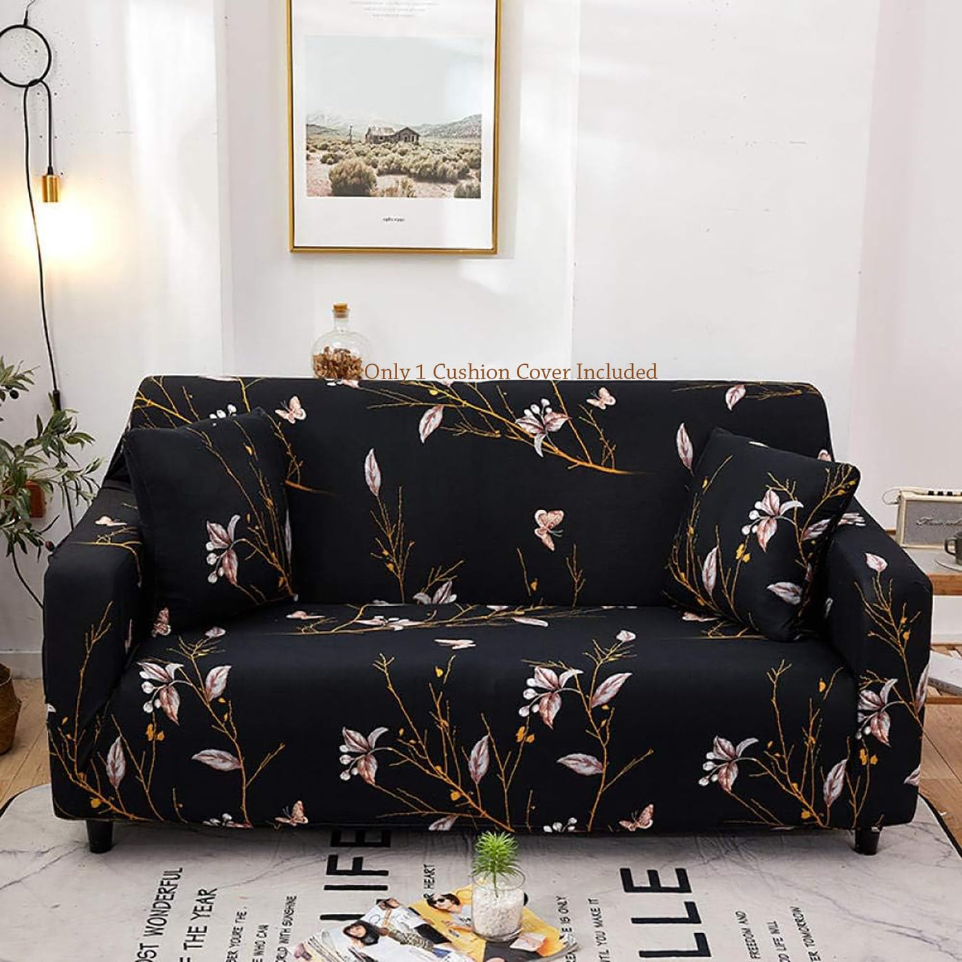 Universal Stretchable Sofa Cover-Black Orchid