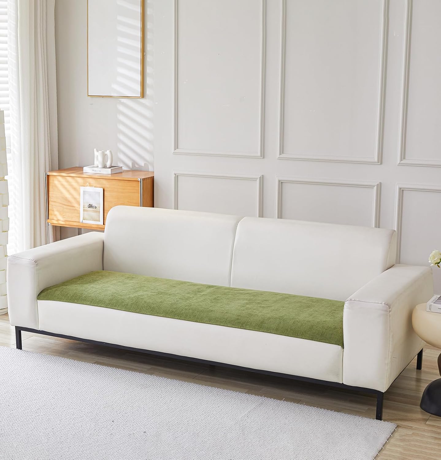 Herringbone Chenille Sofa Cover Set – 3 Pcs (2pc Armrest Covers 50x70cm + 1pc Seat Cover) Green)