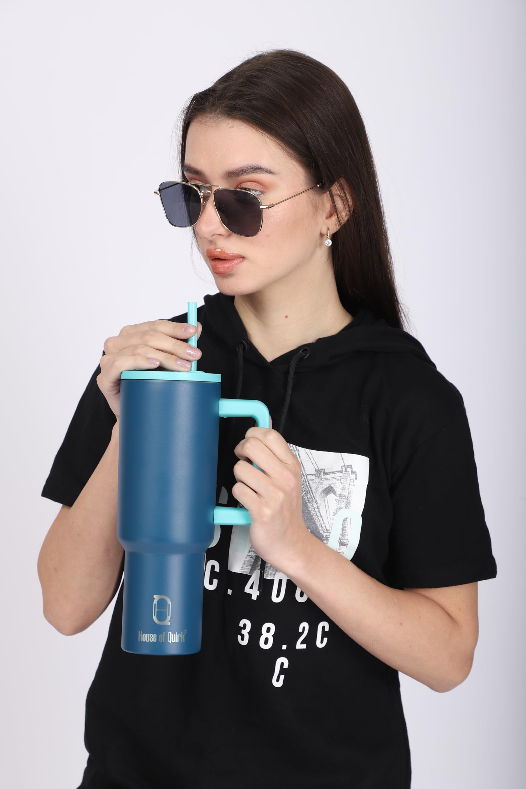 Stainless Steel Vacuum Insulated Tumbler with Straw and Lid & Handle - (1200 ML)