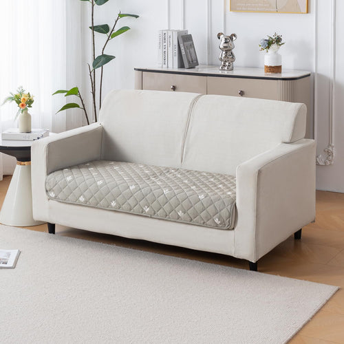 Printed Quilted Sofa Cover for 1/2/3/4 Seater Anti-Slip- Neem Buti