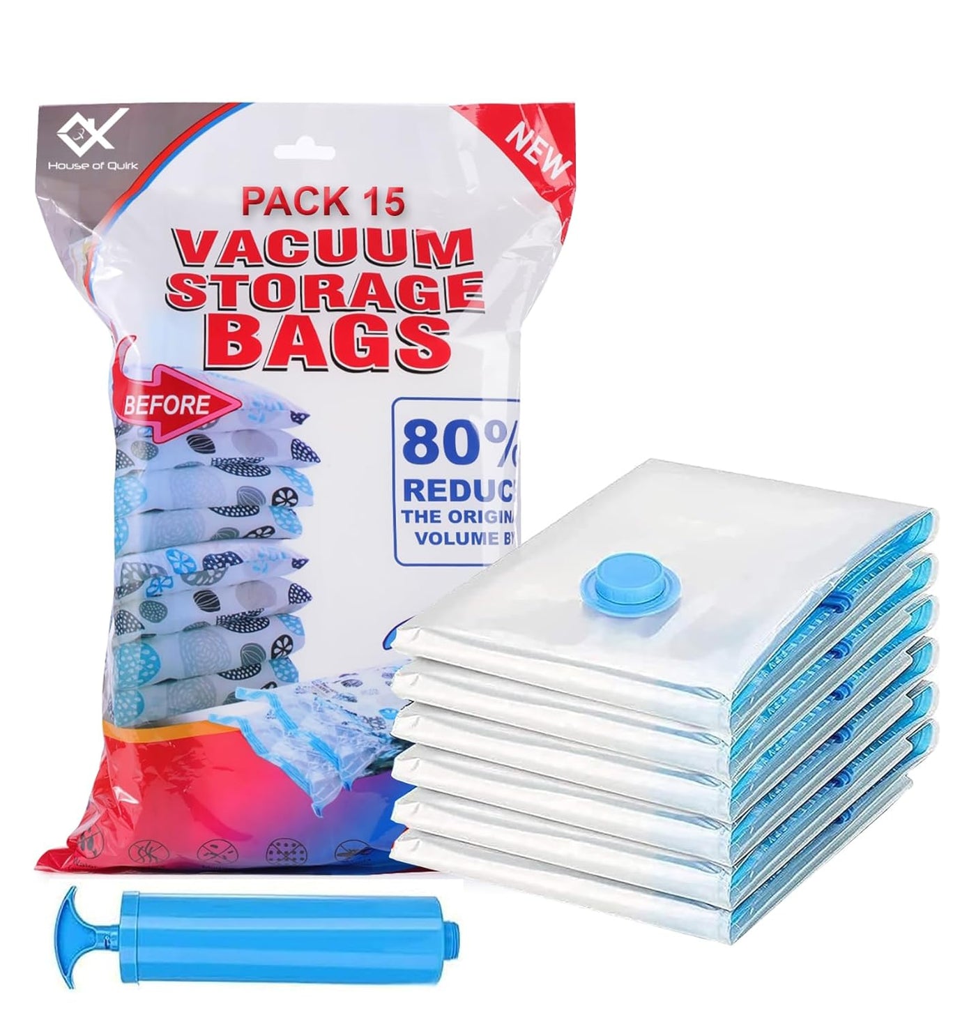Vacuum Storage Space Saver Clothes Storage Travel Bag (PACK OF 15)
