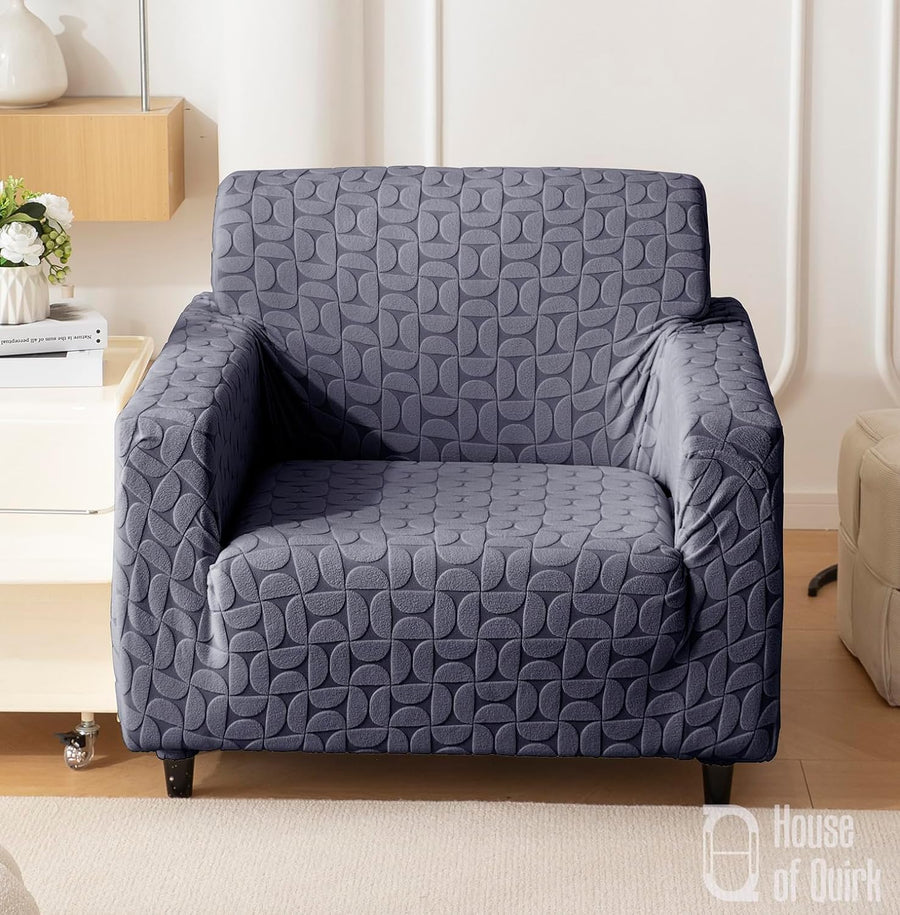Jacquard Fabric Texture Sofa Cover 220 GSM Sofa Slipcover-Charcoal
