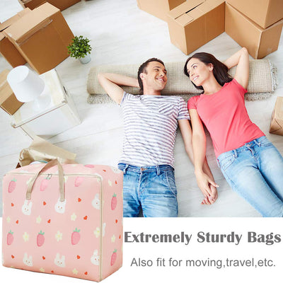 Large Oversized Handy Storage Bag Laundry Bags 105 Litre - Pink Strawberry Rabbit