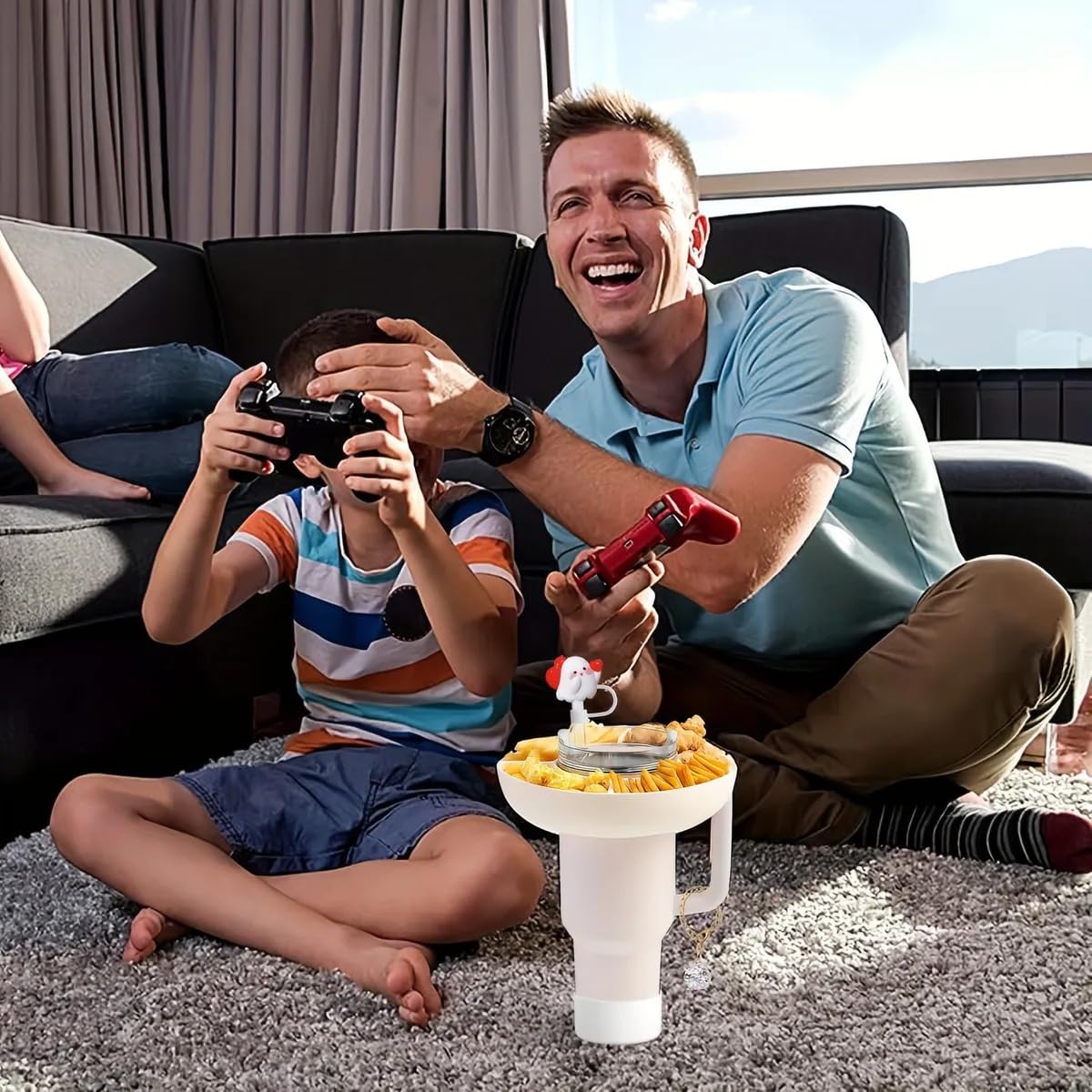 5Pcs Plastic Snack Bowl & Silicone Cup Boot Set for 40oz Tumbler with Handle( Tumbler Not Inclued)