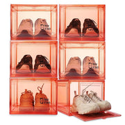 Shoe Organizer, Shoe Storage Boxes with Magnetic Door (Red)