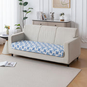 Printed Quilted Sofa Cover for 1/2/3/4 Seater Anti-Slip- Indigo Motif