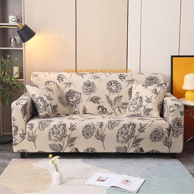 Universal Sofa Cover 140 GSM Sofa (Cream Brown Flower)