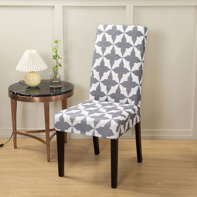 Printed Elastic Chair Cover (Grey White Twix)