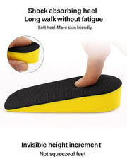 Height Increasing Heel Pad – 3 cm Lift Silicone Insoles (1 Pair, Yellow/Black)