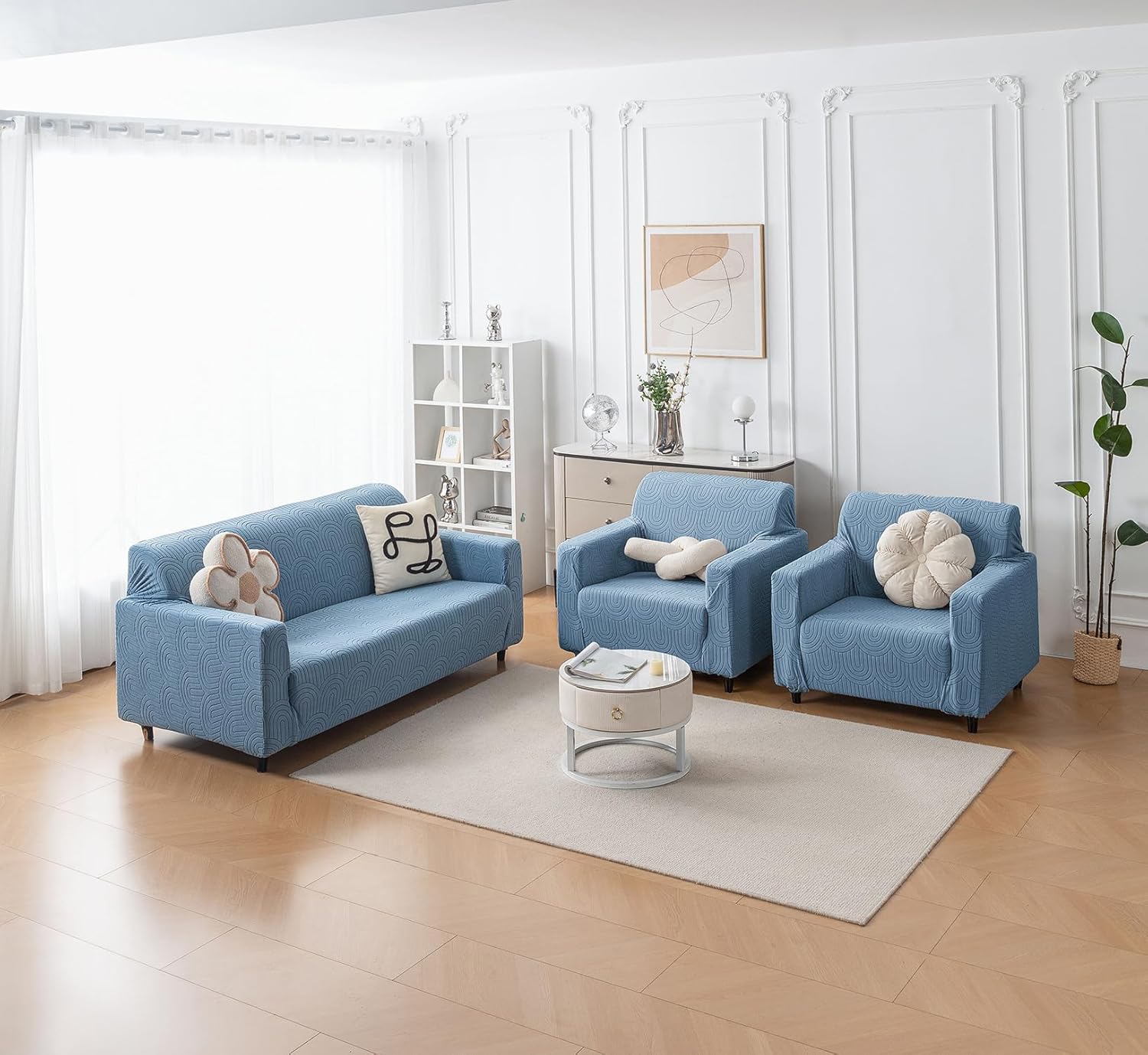 Jacquard 220 GSM Stretchable Sofa Cover (3+1+1)