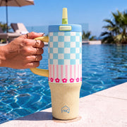 1200ML Stainless Steel Tumbler with Handle & Pop-Up Lid (Printed)