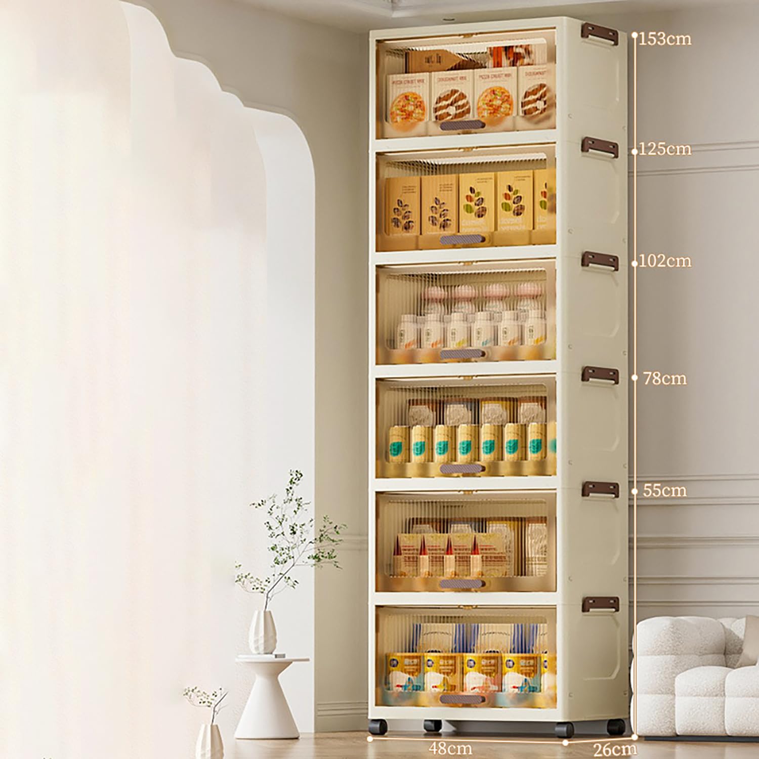 Foldable Storage Box, Closet Organizers and Storage (48 cm, Beige)
