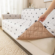 Gulnaar Series Anti-Slip Sofa Cover Mat with Pocket – Polyester Couch Protector(Mocha Mist)