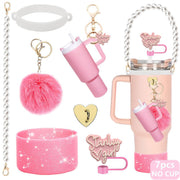 7-Piece Tumbler Accessories Set for 30oz & 40oz Cups – Silicone Boot, Handle Strap, Straw Covers & Keychain (Tumbler Not Included)