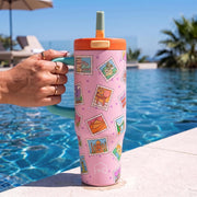 1200ML Stainless Steel Tumbler with Handle & Pop-Up Lid (Printed)