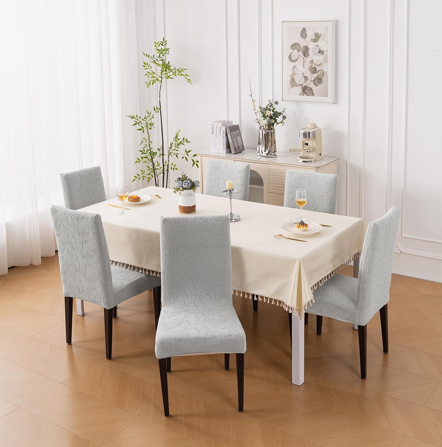 Stretchable Jacquard Dining Chair Cover – Universal Fit, 220 GSM-Grey