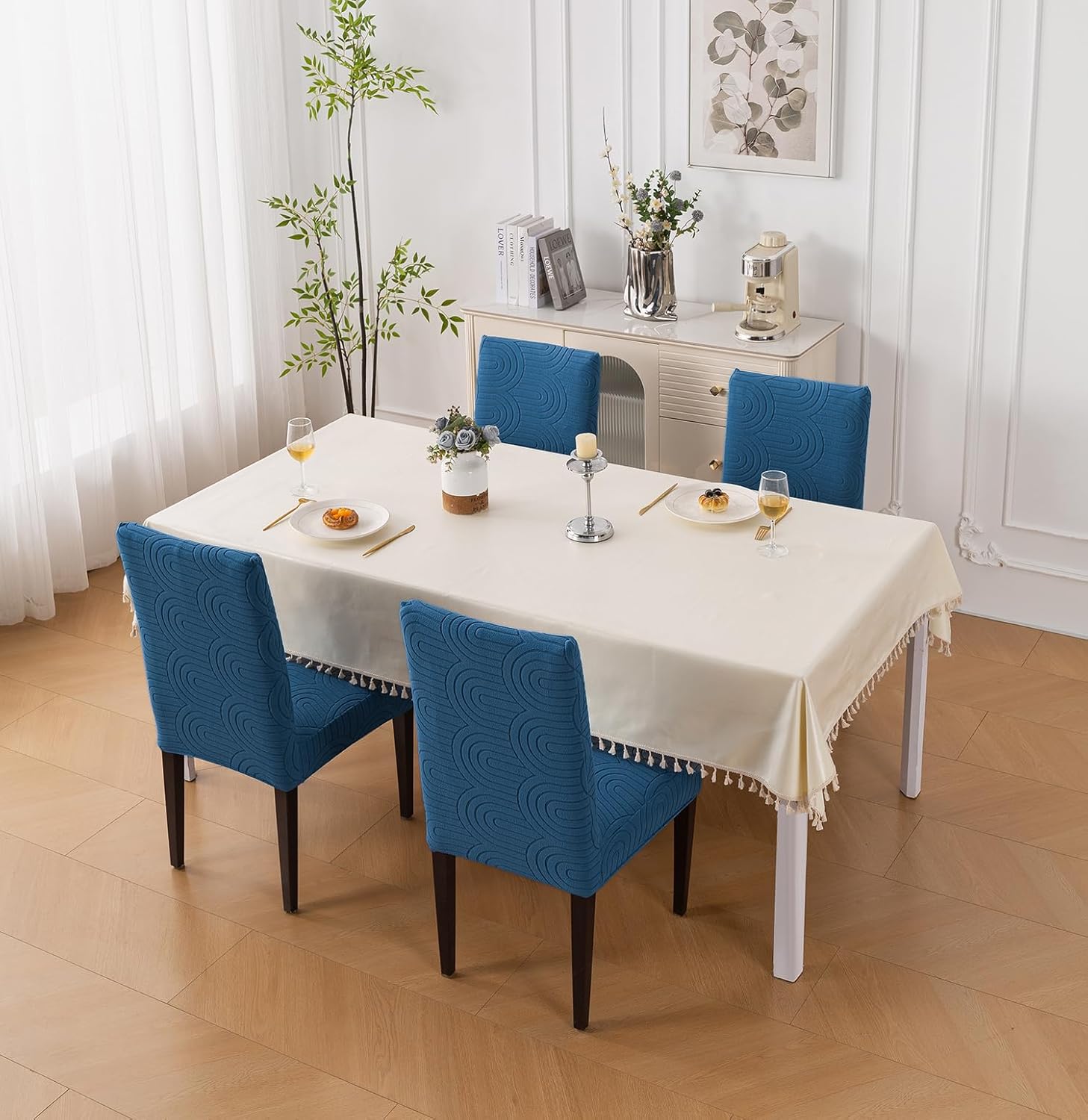 Premium Stretch Chair Cover – 220 GSM Jacquard Fabric (Navy)