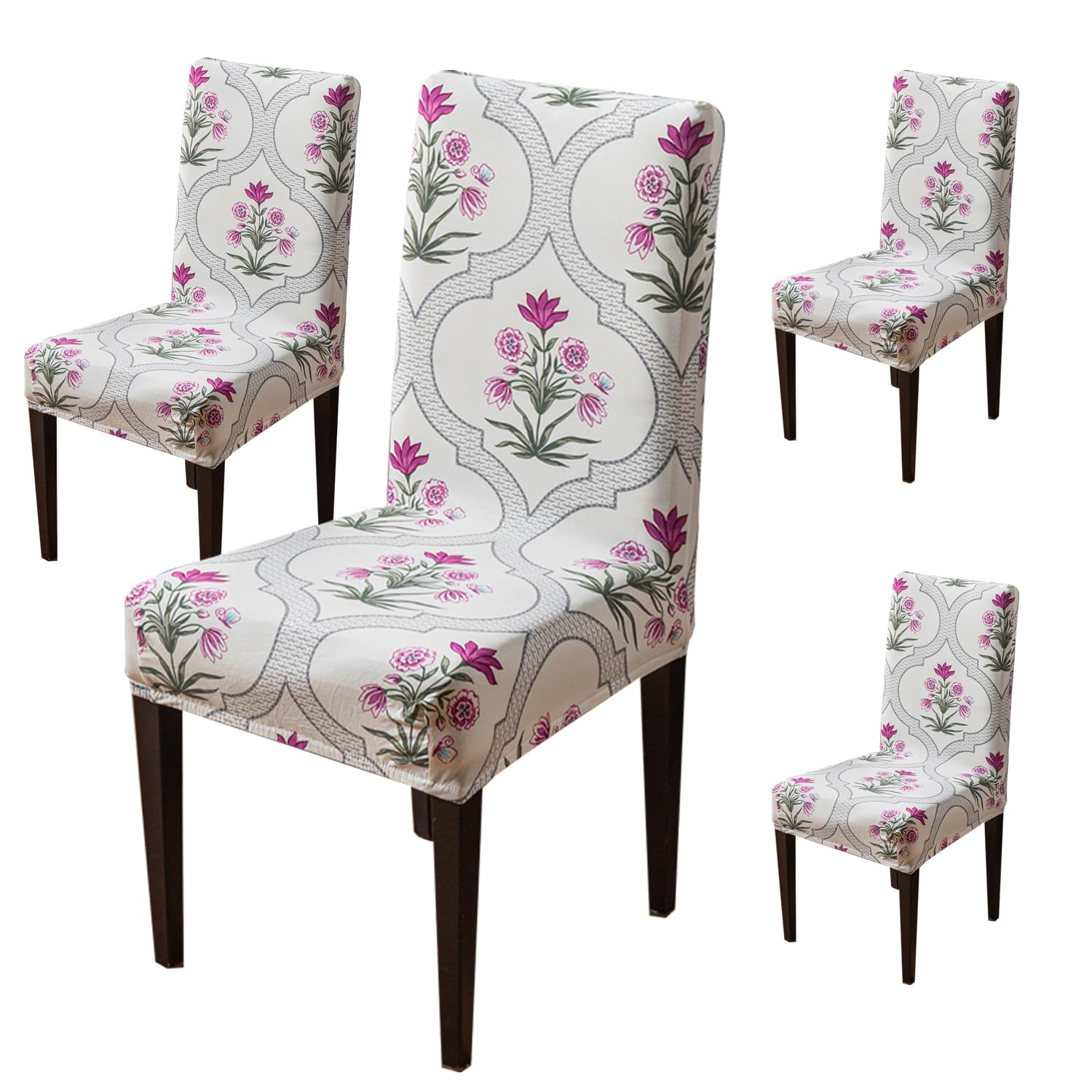 Elastic Chair Cover Stretch Removable Washable Short Dining Chair Cover (Mughal Buta)
