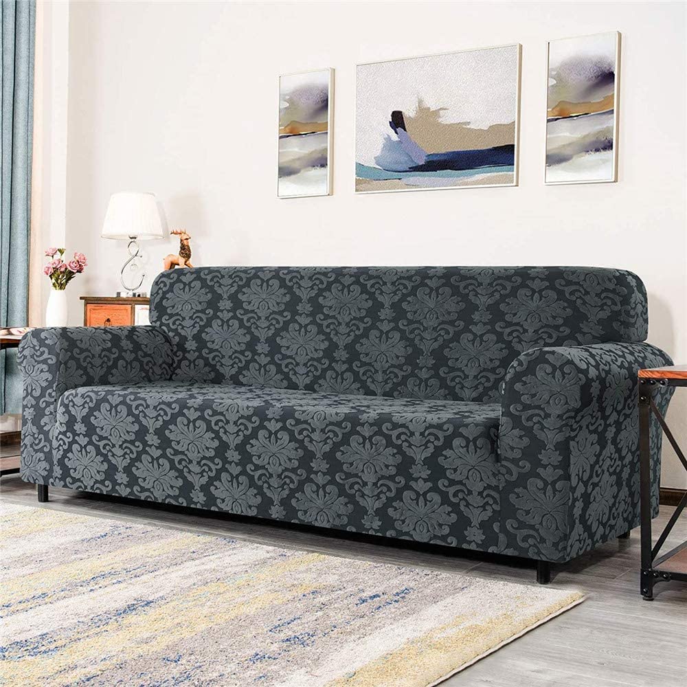 Jacquard Damask Sofa Slipcovers (Blue)