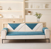 Sofa Cover Mat Autumn Pattern Chenille Fabric (Blue)