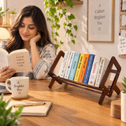 Bamboo Desktop Bookshelf with Acrylic Side Panels