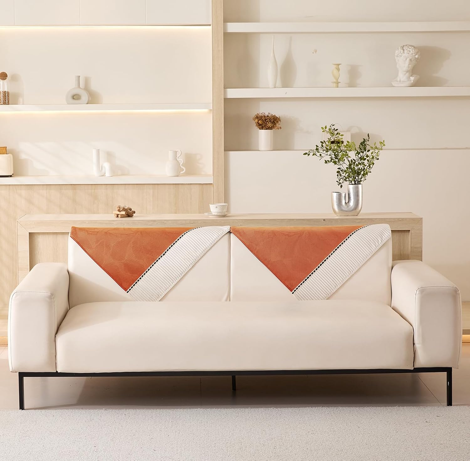 Sofa Cover Mat Autumn Pattern Chenille Fabric (Tan)