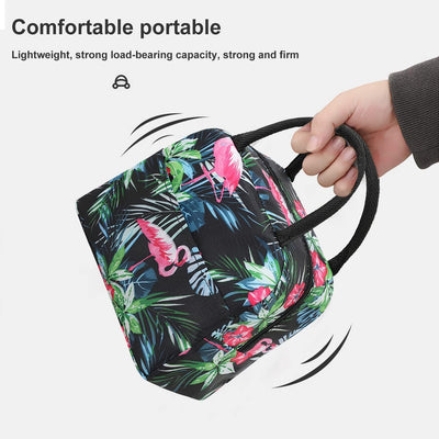 Insulated Lunch Bag (Black Flamingo)