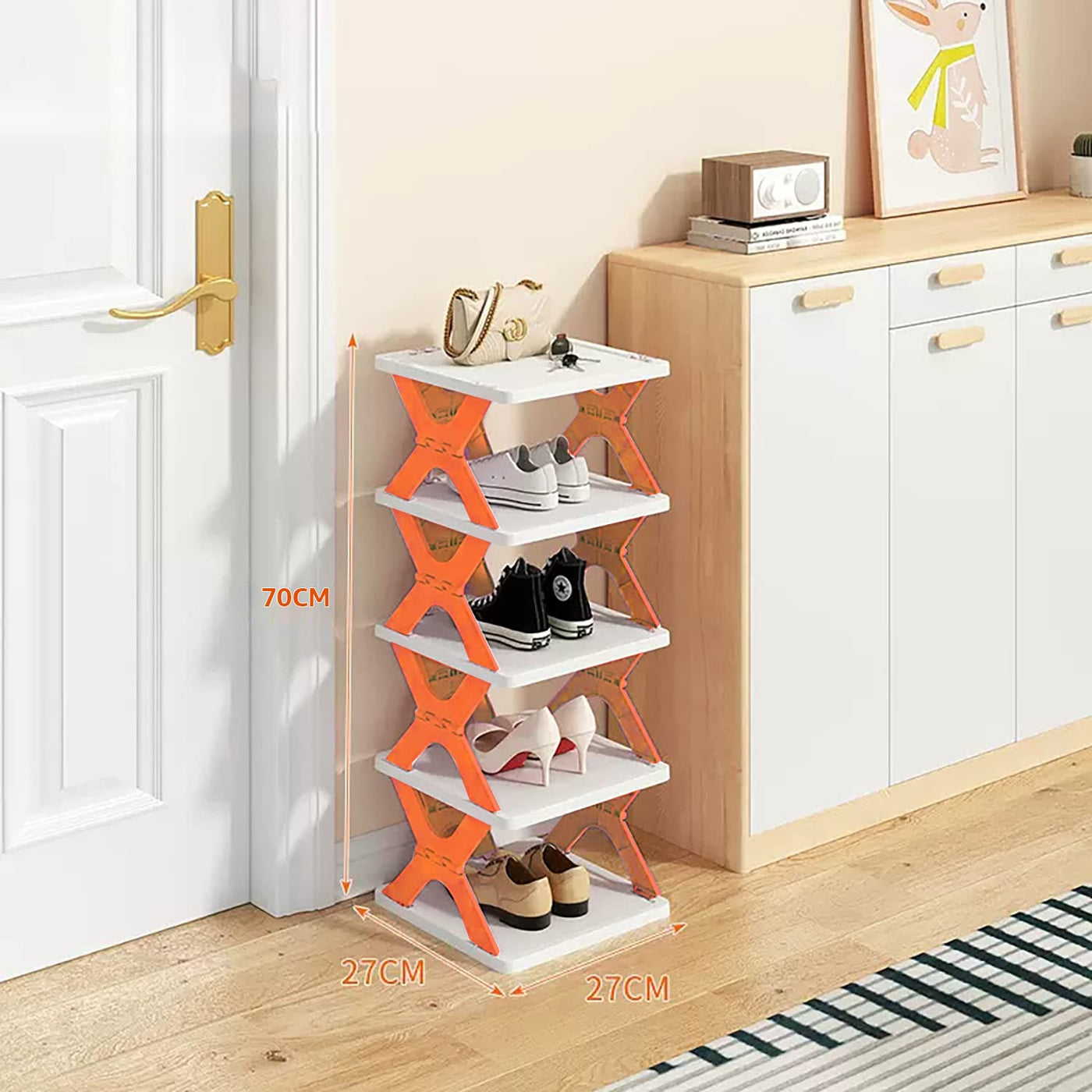 5 Tier Collapsible Shoes Stand-Orange