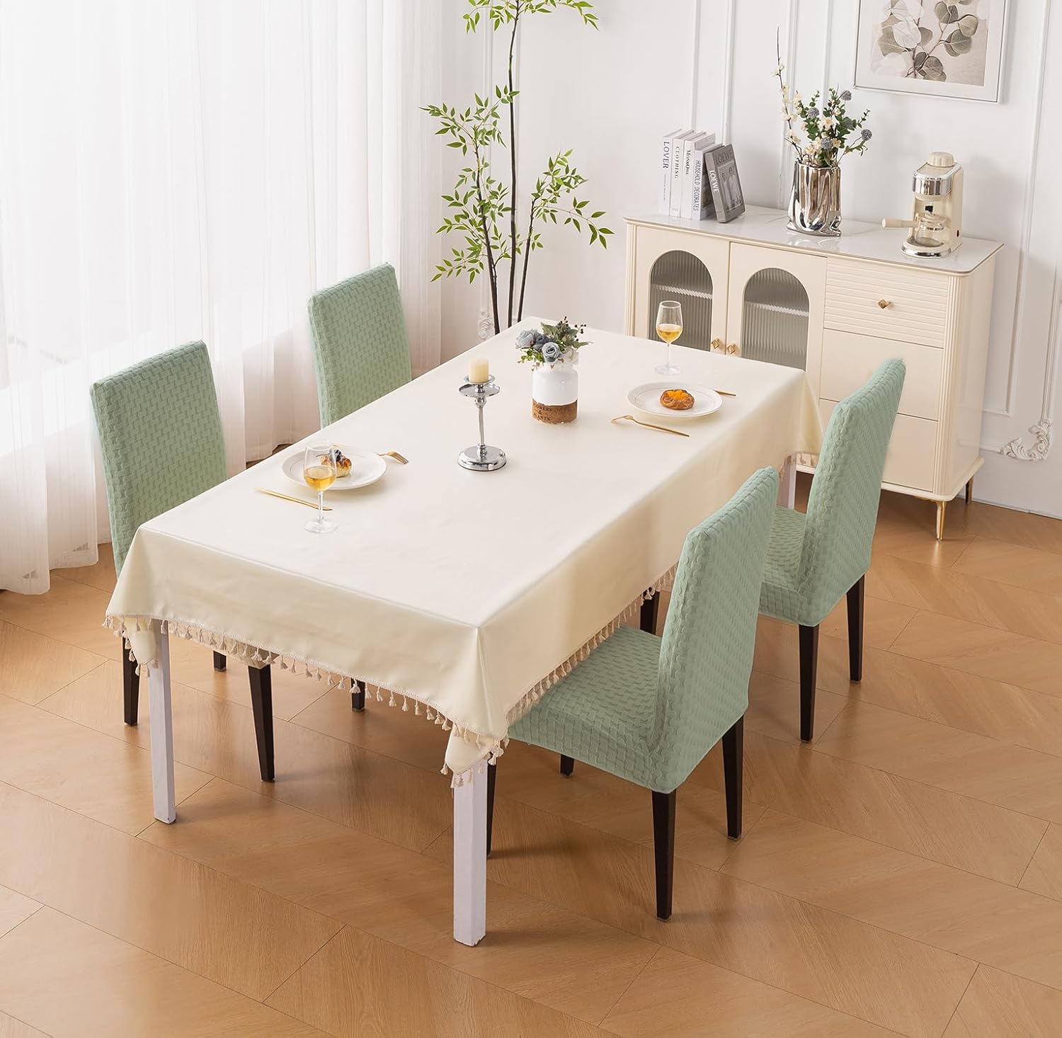 Stylish Jacquard Dining Chair Cover – 220 GSM (Green)
