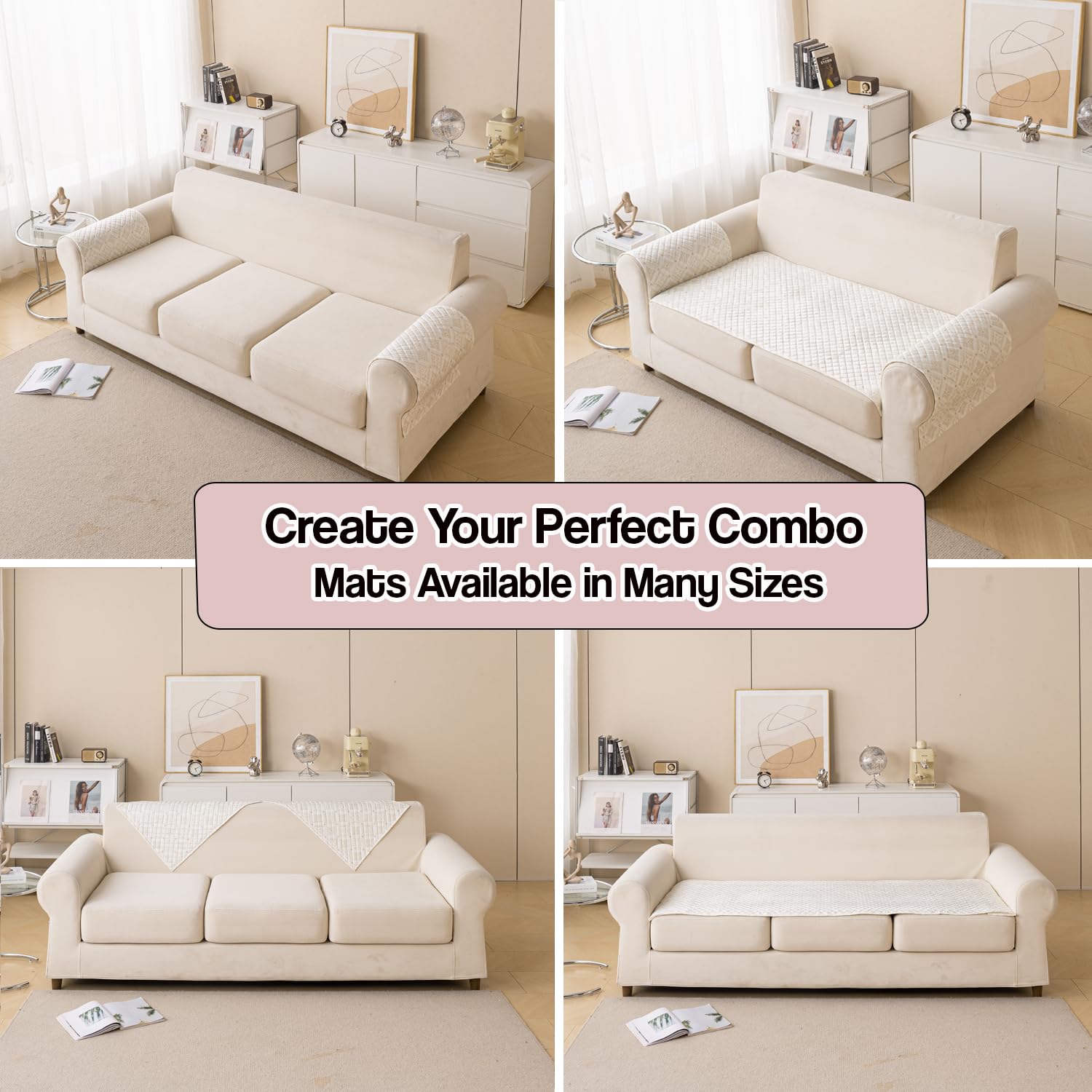 Printed Sofa Cover for Indian Sofa Set Quilted, Washable & Durable (Snowflake)