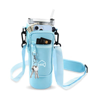 Water Bottle Carrier Bag with Phone Pocket with Adjustable Strap (Tumbler Not Included)