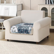 'Aura Petal Series' Quilted Sofa Mat Printed – Anti Slip (Paisley Blue)
