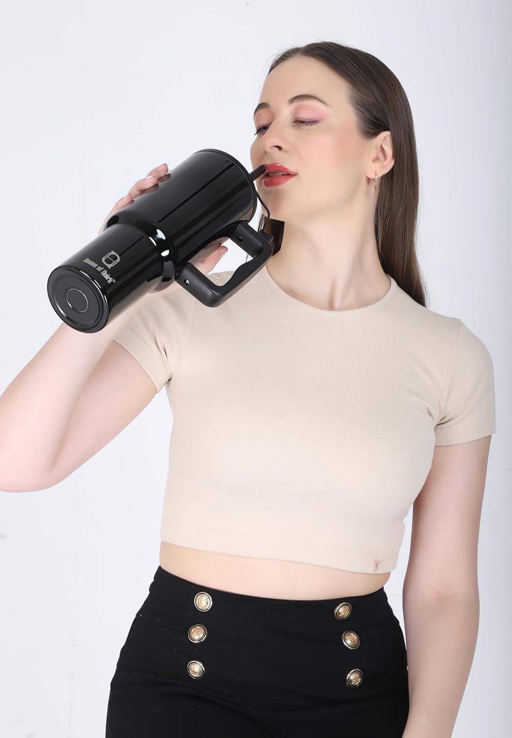 Stainless Steel Vacuum Insulated Tumbler with Straw and Lid & Handle - (1200 ML)