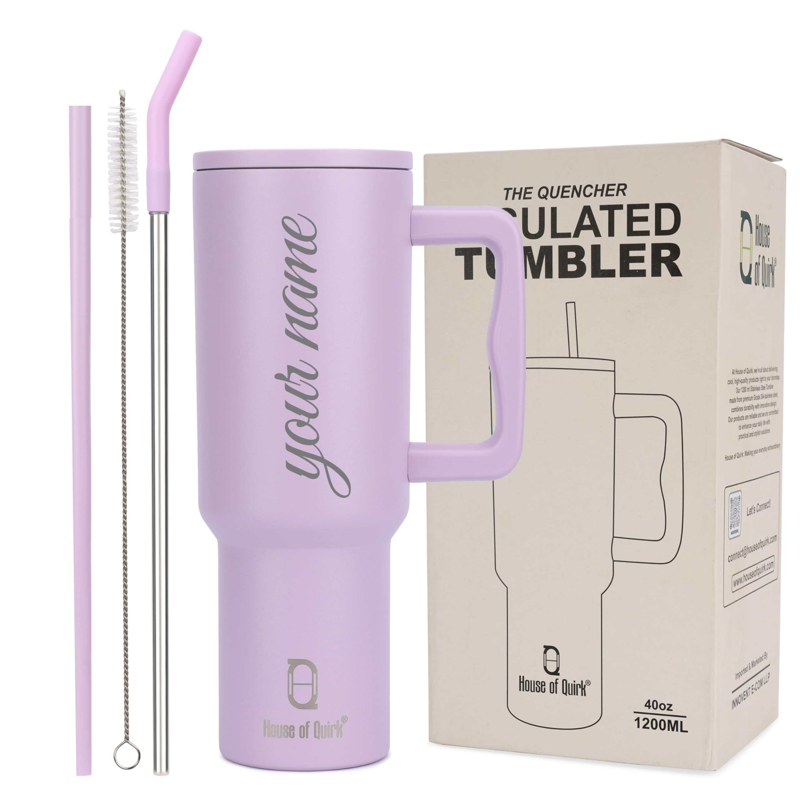 3dRose Writer Themed Water Bottle - 21 Oz Stainless Steel, Purple Design, Flip-Up Spout & Straw