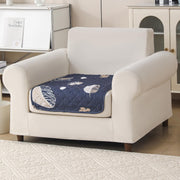 'Aura Petal Series' Quilted Sofa Mat Printed – Anti Slip (Paisley Charcoal)