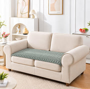 Ridge Plush Sofa Mat Floral Design - Green Soft Plush Fabric