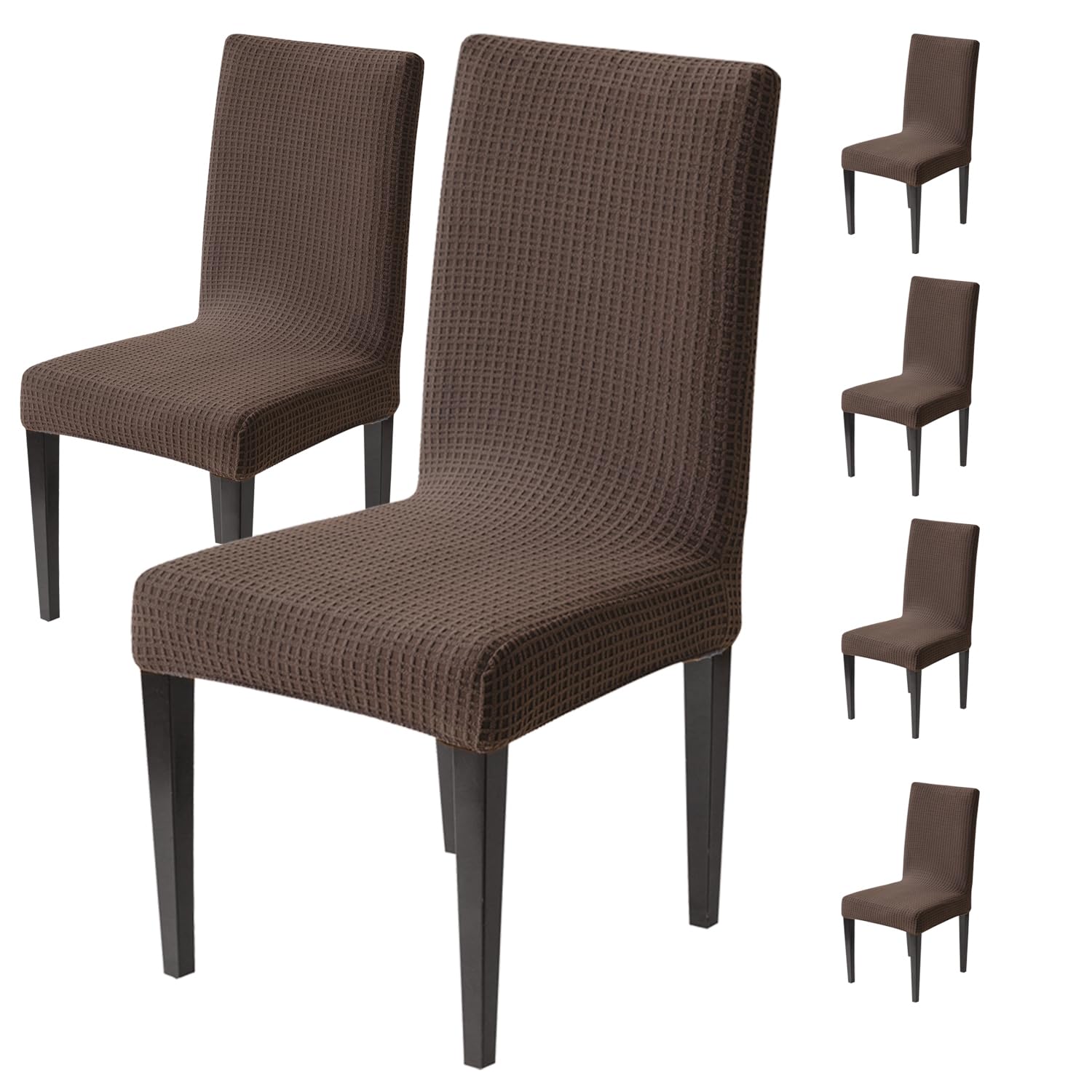 Decorative Dining Chair Cover – 220 GSM Stretch Jacquard Fabric (Brown)