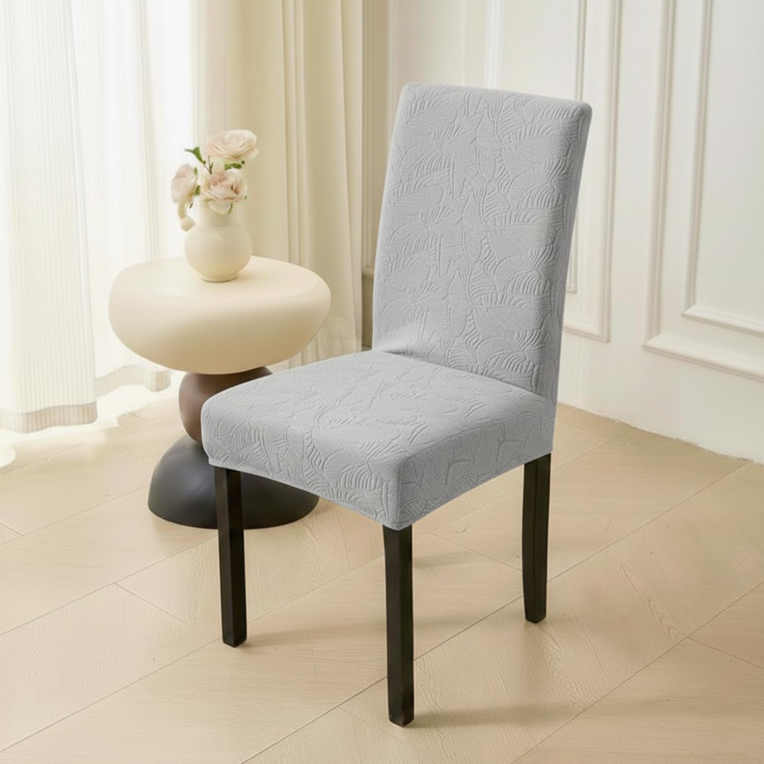 Stretchable Jacquard Dining Chair Cover – Universal Fit, 220 GSM-Grey