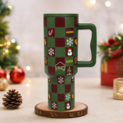 Christmas Edition 1200ml Tumbler with Handle & Straws