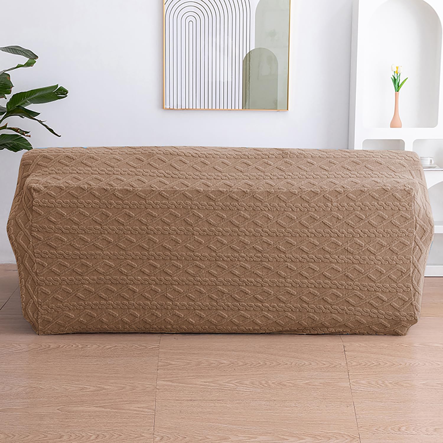 Universal Thick 280 GSM Jacquard Sofa Cover (Tan)