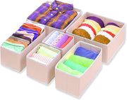 Set of 6 Foldable Storage Box Drawer Divider Organizer Basket Bins