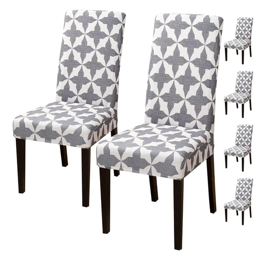 Printed Elastic Chair Cover (Grey White Twix)